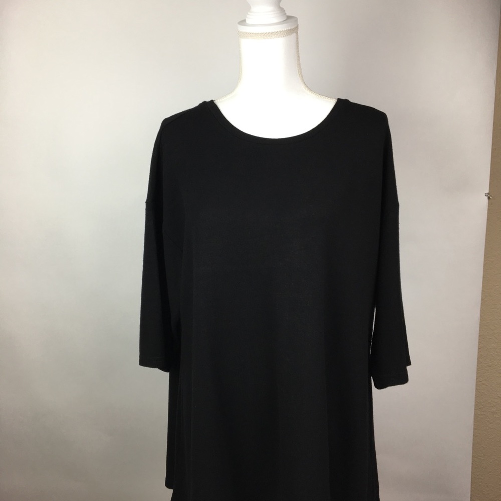 Philosophy Crewneck Knit Top Back Slit Plus Black